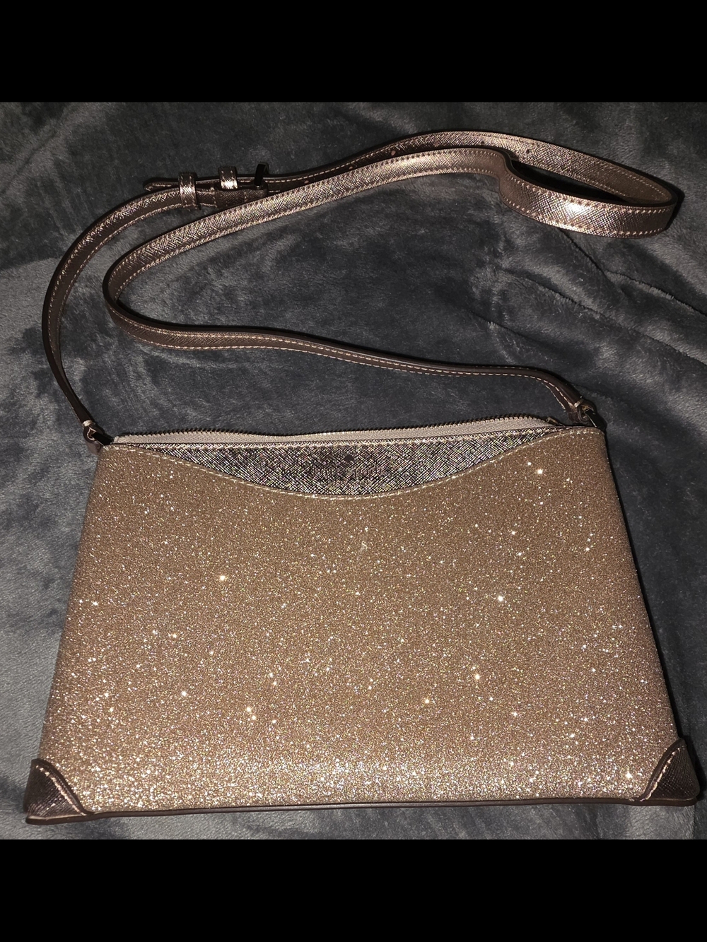kate spade Rose Gold Small Shimmy Glitter Crossbody